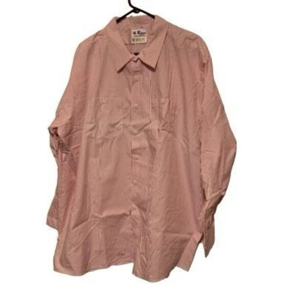 Vintage Rivco Size XXXL Long Red White Stripe Long Sleeve Button Shirt *New* - Picture 1 of 5